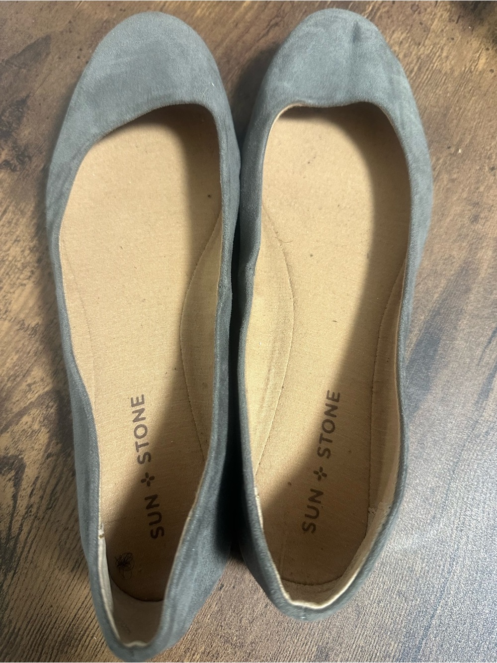 Sun + Stone Gray Suede Slip-On Ballet Flats